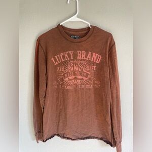 Lucky Brand brown Long Sleeve shirt Size Small Y2K